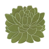 Individuales Blossom Bordado en Algodón Verde Olivo. Set de 4