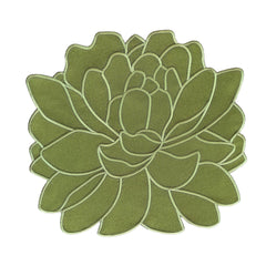 Individuales Blossom Bordado en Algodón Verde Olivo. Set de 4