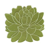 Individuales Blossom Bordado en Algodón Verde Olivo. Set de 4