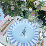 Platos para Ensalada Azul Claro con Garza Gris, set de 4
