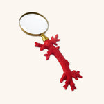 Lupa con Mango en Forma de Coral de Resina Naranja con Acabados de Latón