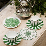 Tazas Espresso con Plato Identidad Verde. Set de 4
