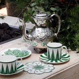 Tazas Espresso con Plato Identidad Verde. Set de 4