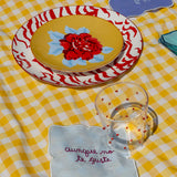 Cocteleras con Frases de Modales en Lino con Bordado de Colores. Vol. 1, 2, 3 y 4.