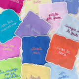 Cocteleras con Frases de Modales en Lino con Bordado de Colores. Vol. 1, 2, 3 y 4.