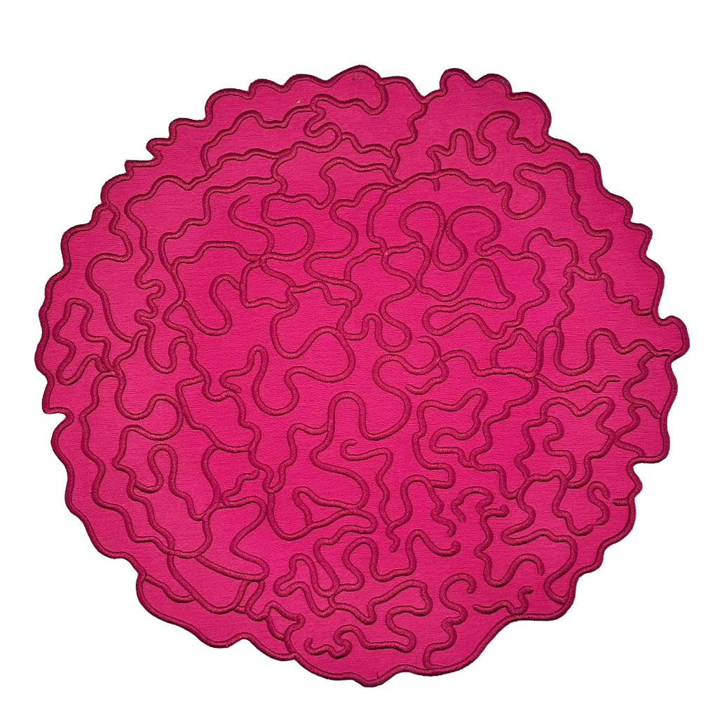 Individuales en forma de flor cerebro o celosia, color fuscia, marca Zash