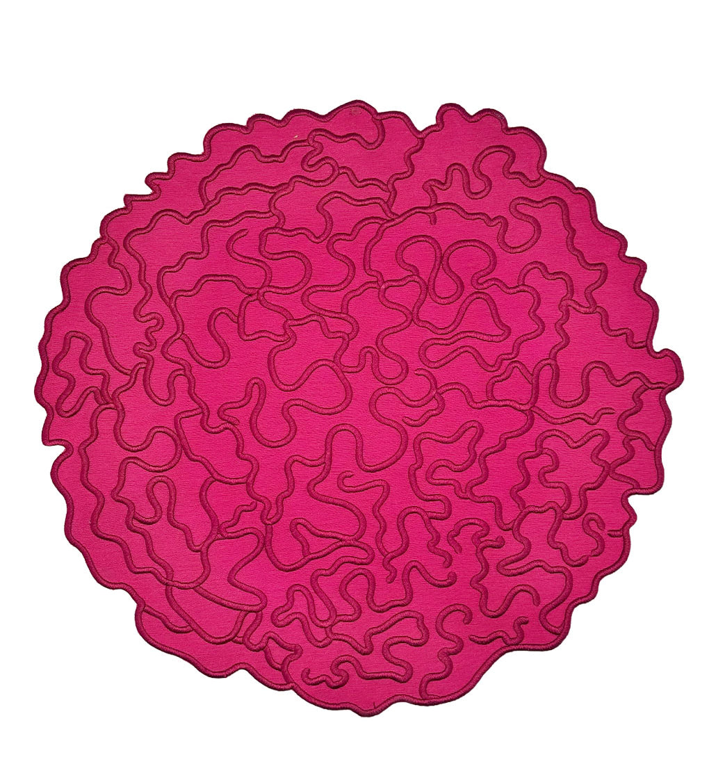 Individuales en forma de flor cerebro o celosia, color fuscia, marca Zash