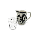 Set de jarra de cerámica con vaso de puntitos negros, marca Zash