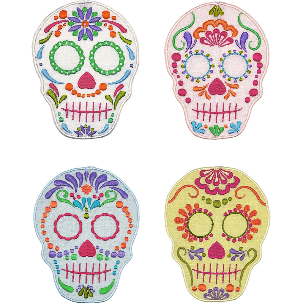 Servilletas cocteleras en forma de calaveritas de azúcar de colores, marca Zash
