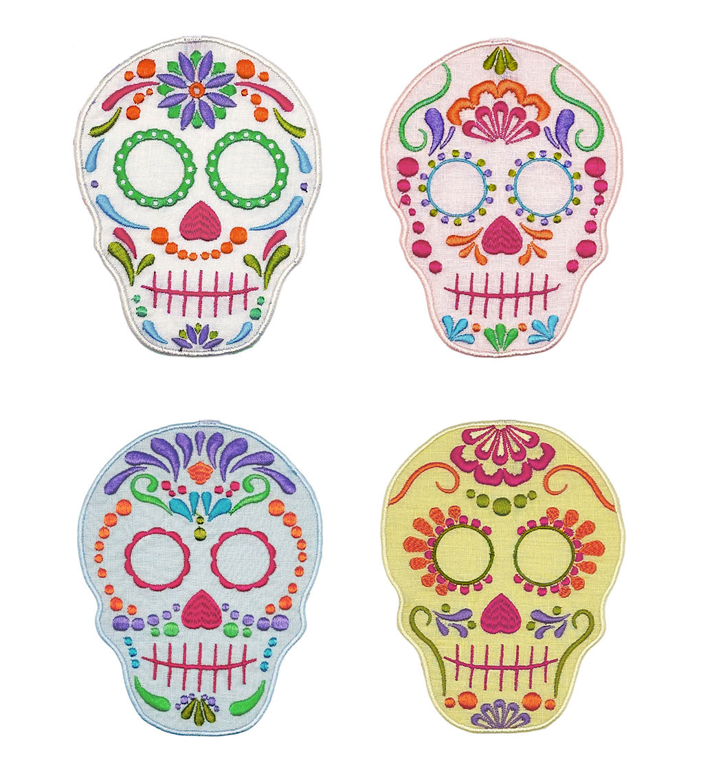 Servilletas cocteleras en forma de calaveritas de azúcar de colores, marca Zash