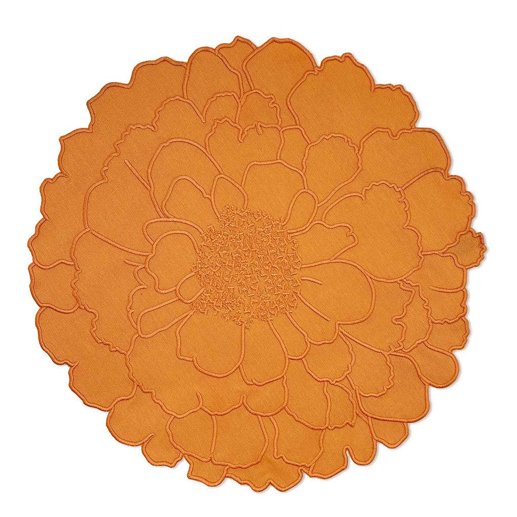 Individuales en forma de flor de cempasúchil naranja, marca Zash