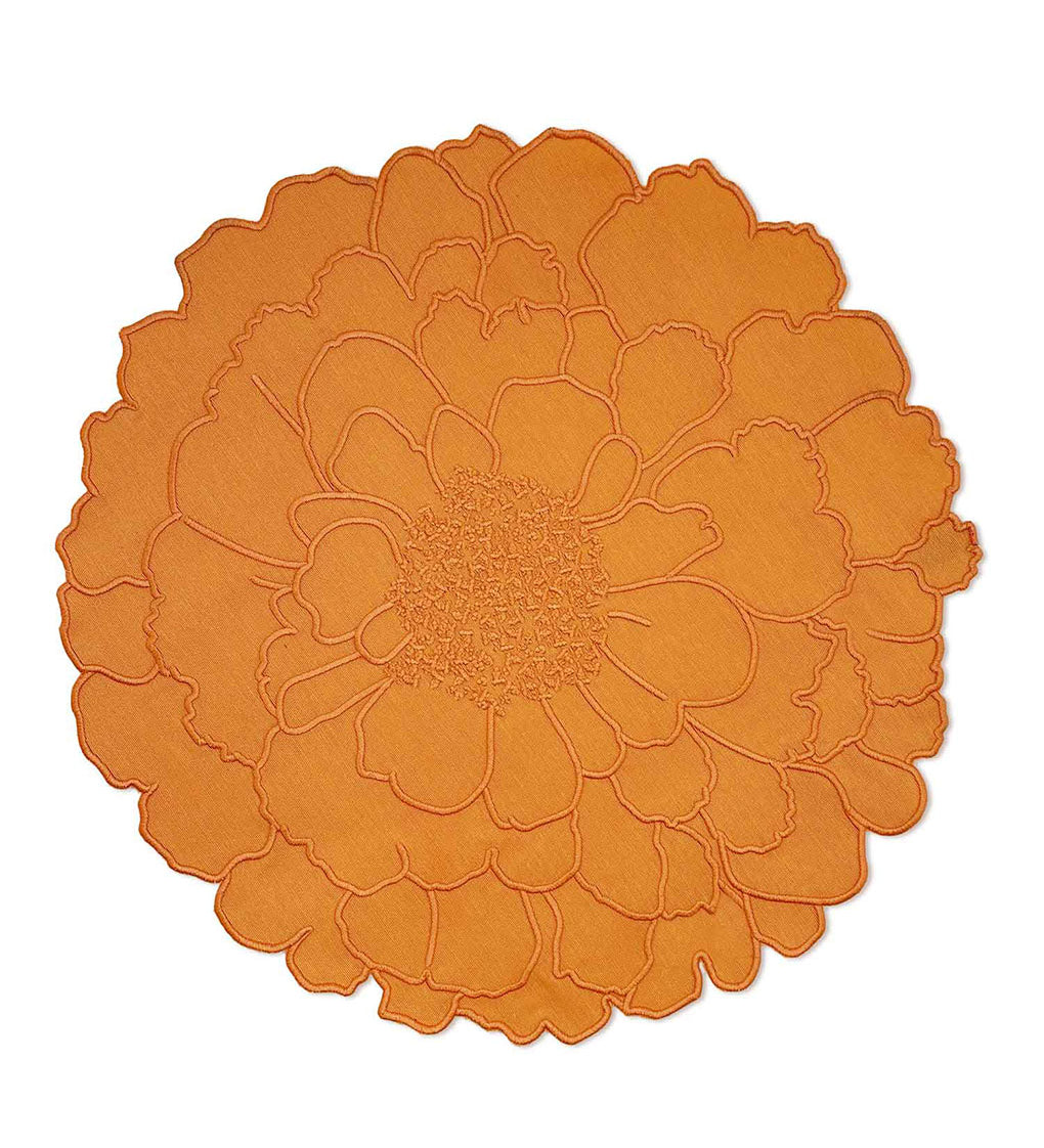 Individuales en forma de flor de cempasúchil naranja, marca Zash