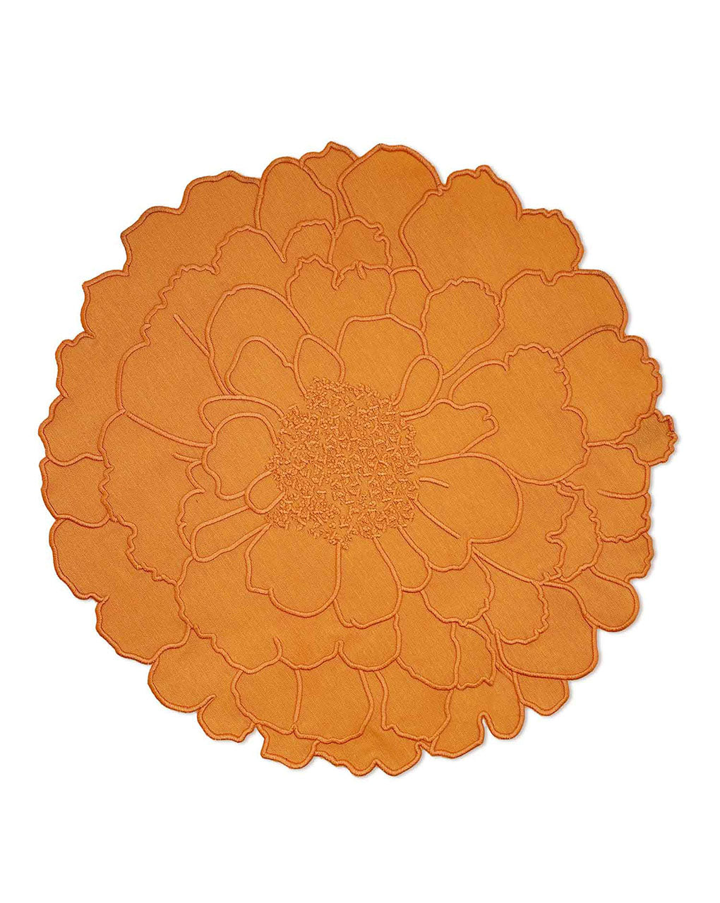 Individuales en forma de flor de cempasúchil naranja, marca Zash