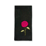 Servilleta Flora en lino negro con flor cerebro en fuscia bordado, marca Zash