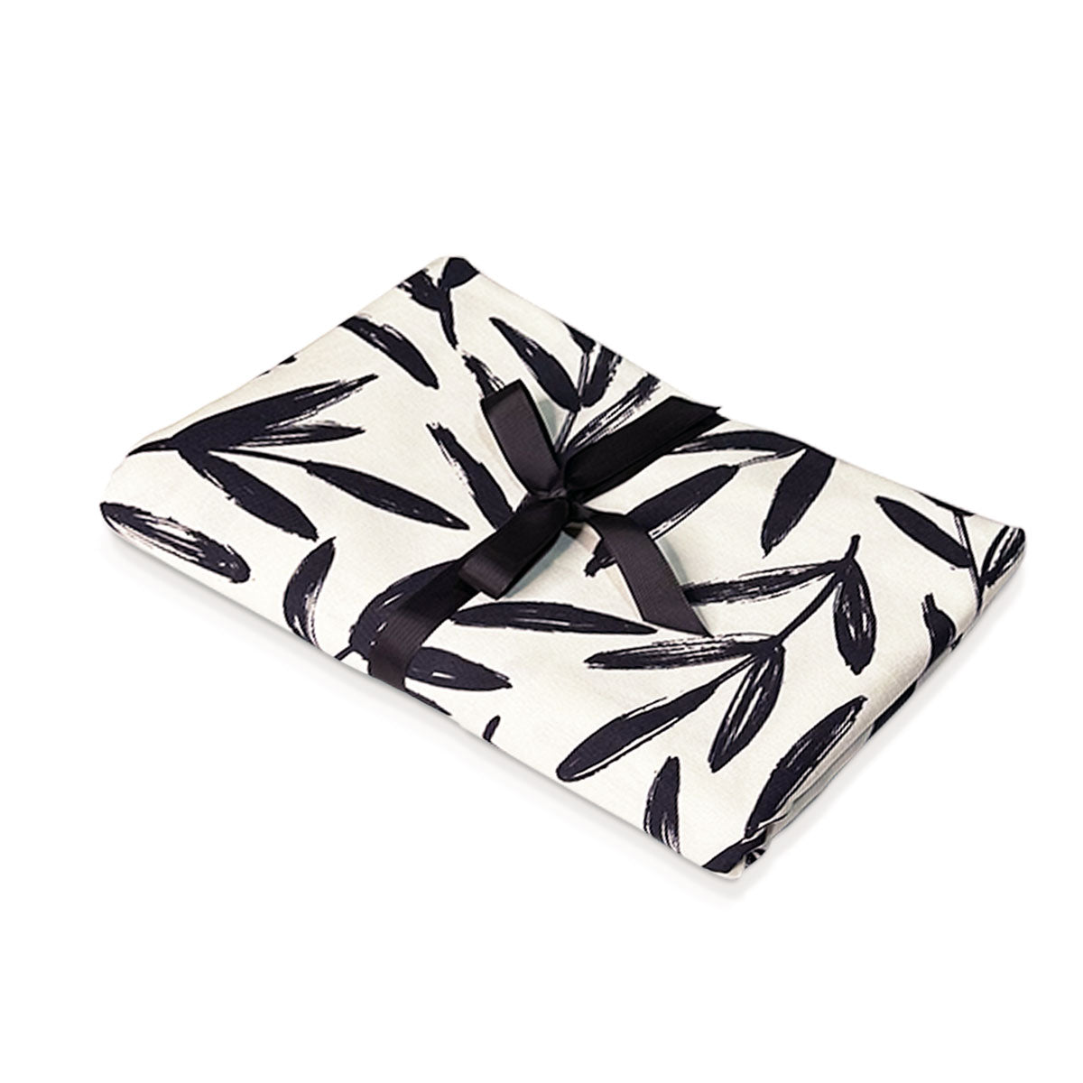 Mantel completo de mesa de algodón blanco con hojas negras, marca Zash