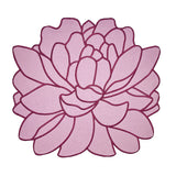 Mantel individual Blossom en forma de flor de loneta lila con orilla bordada en color berenjena, marca Zash