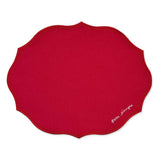 Mantel individual en algodón rojo con bordado de frase "para siempre", marca Zash