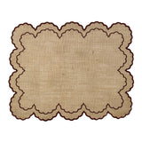 Mantel individual Majo de yute natural con orillas bordadas en café, marca Zash