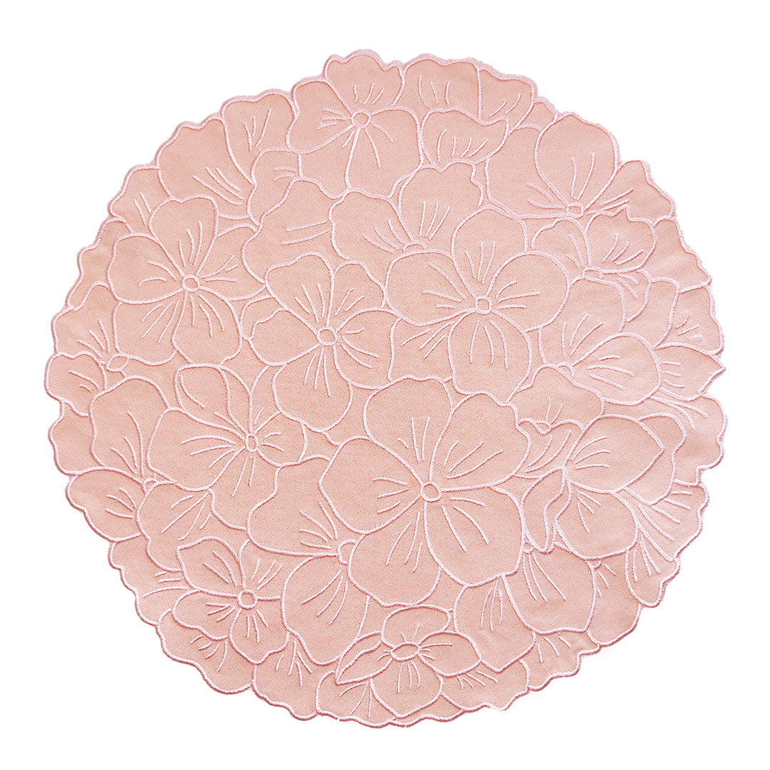 Mantel individual de algodón en forma de flor Hortensia color rosa claro, marca Zash