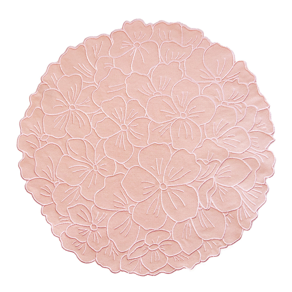 Mantel individual de algodón en forma de flor Hortensia color rosa claro, marca Zash