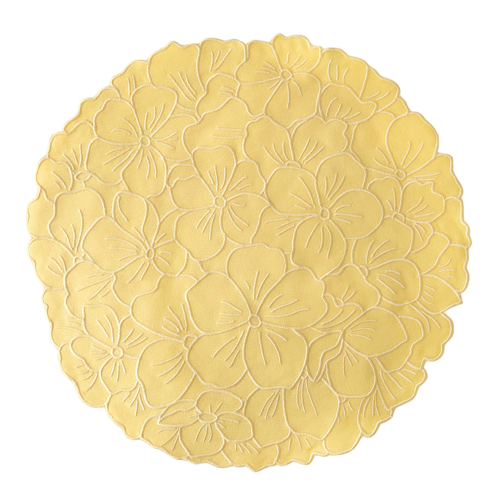 Mantel individual en forma de flor Hortensia color amarillo, marca Zash
