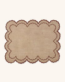 Mantel Individual Majo Confeccionado en Yute con Orilla Bordada en Café. Set de 4