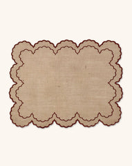 Mantel Individual Majo Confeccionado en Yute con Orilla Bordada en Café. Set de 4