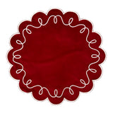 Mantel individual María en terciopelo rojo con bordado ivory marca Zash, perfecto para la mesa de Navidad 