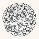 Mantel Individual en Forma de Hortensia Blanca con Borde Negro en Algodón, Set de 4