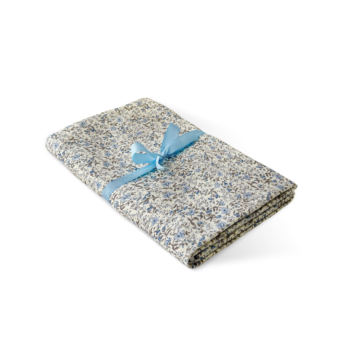 Mantel completo de mesa de 2 x 3 mts con florecitas azules y grises