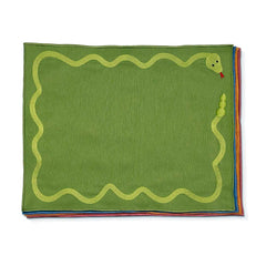 Individuales Culebra en Algodón de Colores Bordado con una Serpiente. Set de 4