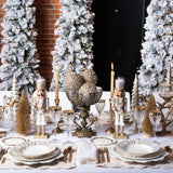 Candelabro de Metal Dorado en Forma de Tronco con Pajaritos
