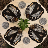 Mantel Individual Tropic de Lino en Forma de Hoja Negra. Set de 4