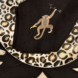 Servilletas Tropic en Lino Negro con Bordado de Chango. Set de 4.