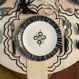 Platos Trinche Negro con Rayas Blancas, set de 4