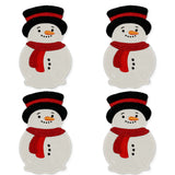 Cocteleras Snowman en Terciopelo Ivory con bordado de Muñeco de Nieve. Set de 4