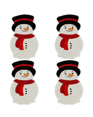 Cocteleras Snowman en Terciopelo Ivory con bordado de Muñeco de Nieve. Set de 4