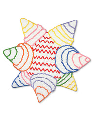 Individuales Posada en Lino Blanco con Bordado de Piñata de Colores. Set de 4