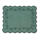 Individuales Rectangulares María Bordado en Terciopelo Verde. Set de 4