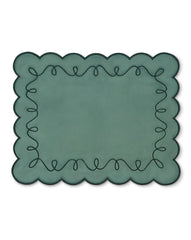 Individuales Rectangulares María Bordado en Terciopelo Verde. Set de 4