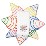 Set de Mantelería Posada con Individuales y Servilletas en Lino Blanco con Bordado de Piñata. Set para 4 personas