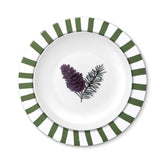 Vajilla con Platos para Ensalada con Pinecone y Platos Trinche Candy Cane Verde Bosque. Set para 4 Personas