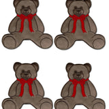 Cocteleras Teddy Bear en Terciopelo Café con bordado de Oso. Set de 4