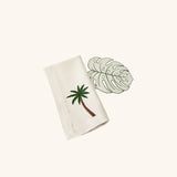 PIÑA COLADA ZASHPACK: Servilletas de Lino Arena con Palmera con Cocteleras Tropic Arena en Forma de Hoja