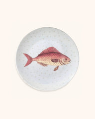 Platos para Ensalada Azul con Puntitos y Pez, set de 4