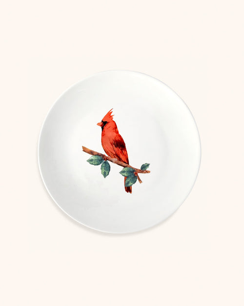 Platos de Ensalada con Cardenal Rojo, set de 4