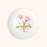 Plato Ensalada con Lisianthus Rosas y Listón Rosa. Set de 4