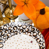 Set de Vajilla Wild Hongo para 4 Personas con Platos Trinche Cheetah Oro, Platos Ensalada Hongo, Platos Pan Catarina (12 piezas)