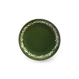 Set de Vajilla Mérida para 4 personas con Platos Trinche Rayas Verdes, Platos Ensalada Escarabajo, Platos Pan Verde Guirnalda Blanca  (12 Piezas)