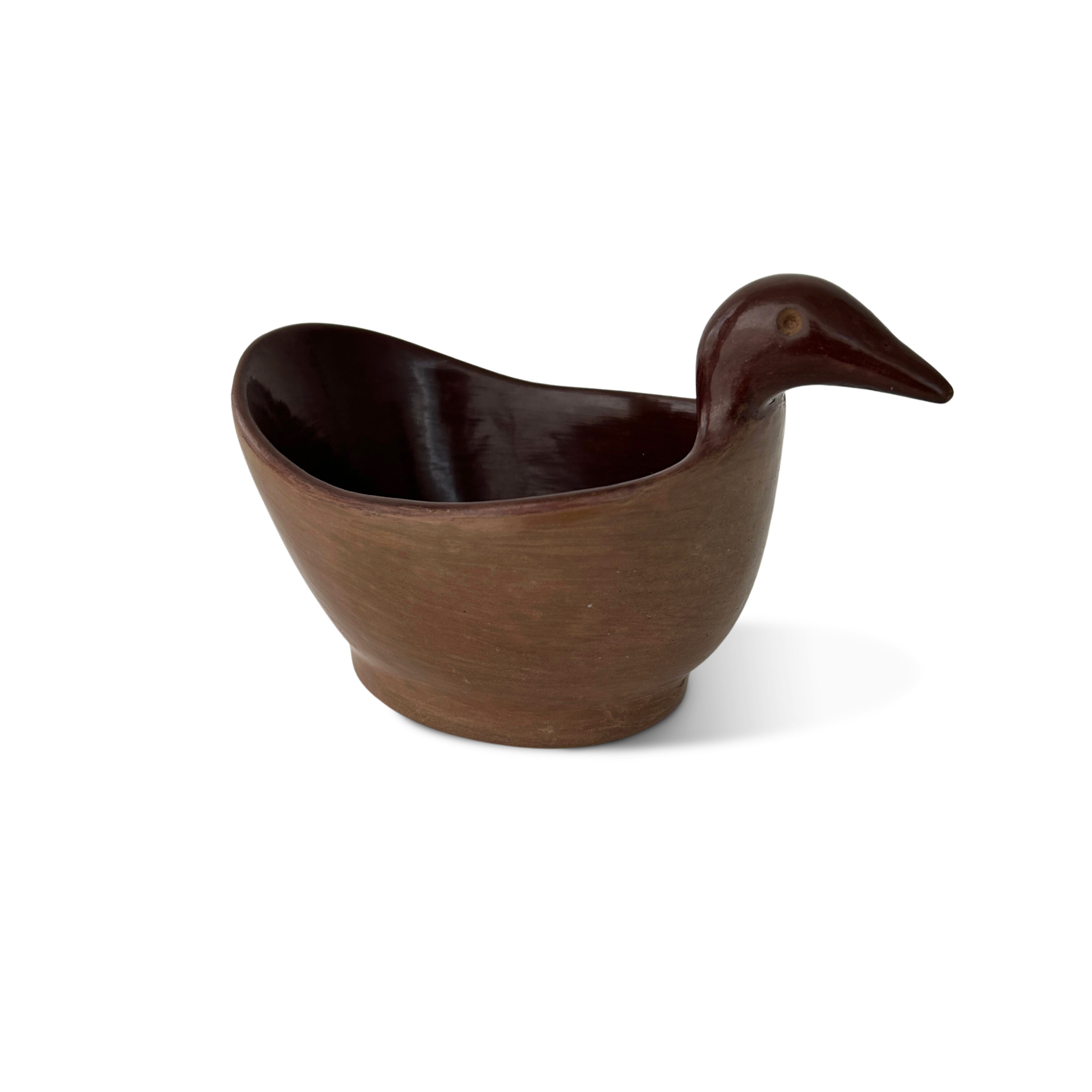 Salsero  y botanero de pato en barro bruñido